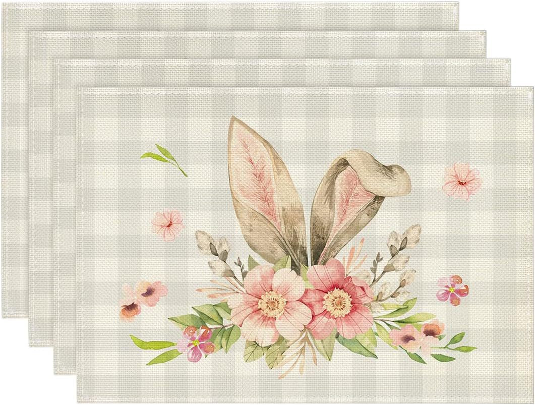 Easter Cotton-Linen Placemats - Set of 4 Anti-Stain Table MatsStyle 2