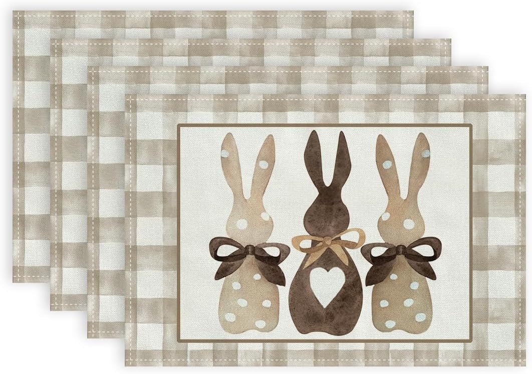 Easter Cotton-Linen Placemats - Set of 4 Anti-Stain Table MatsStyle 5