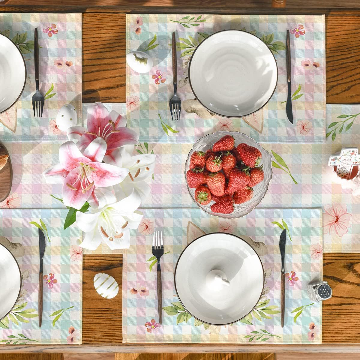 Easter Cotton-Linen Placemats - Set of 4 Anti-Stain Table MatsStyle 9