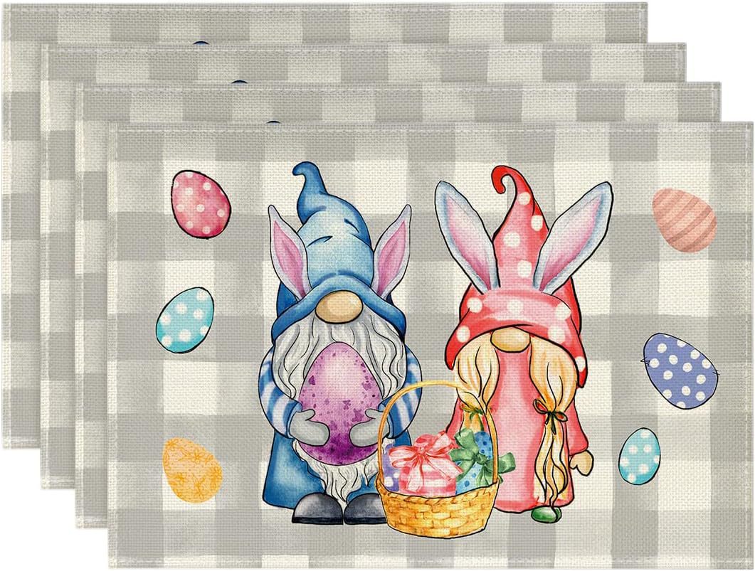 Easter Cotton-Linen Placemats - Set of 4 Anti-Stain Table MatsStyle 15
