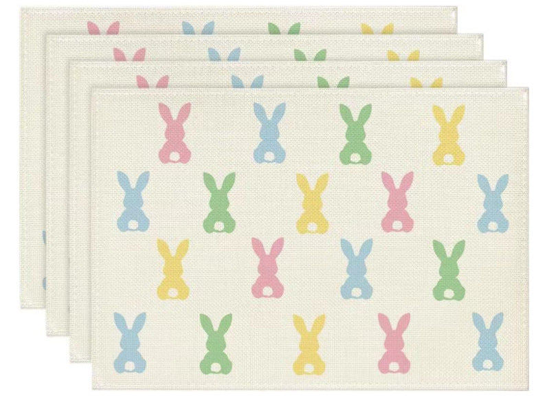 Easter Cotton-Linen Placemats - Set of 4 Anti-Stain Table MatsStyle 16