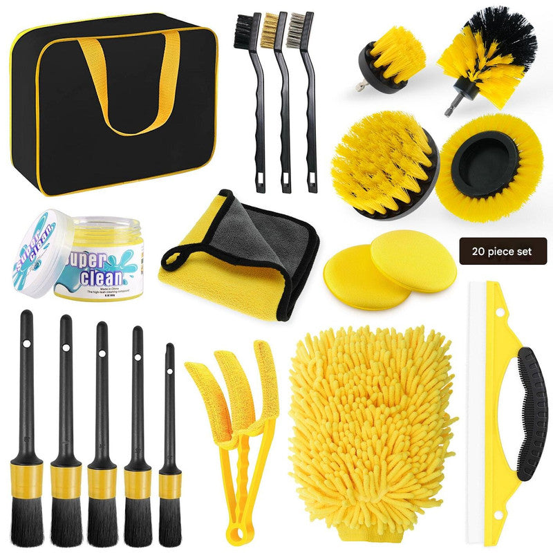 Car Cleaning Supplies - Complete Auto Detail Brush Set for Interior, Exterior, Wheels & Tires - Power Scrubber Drill Brush Kit Included