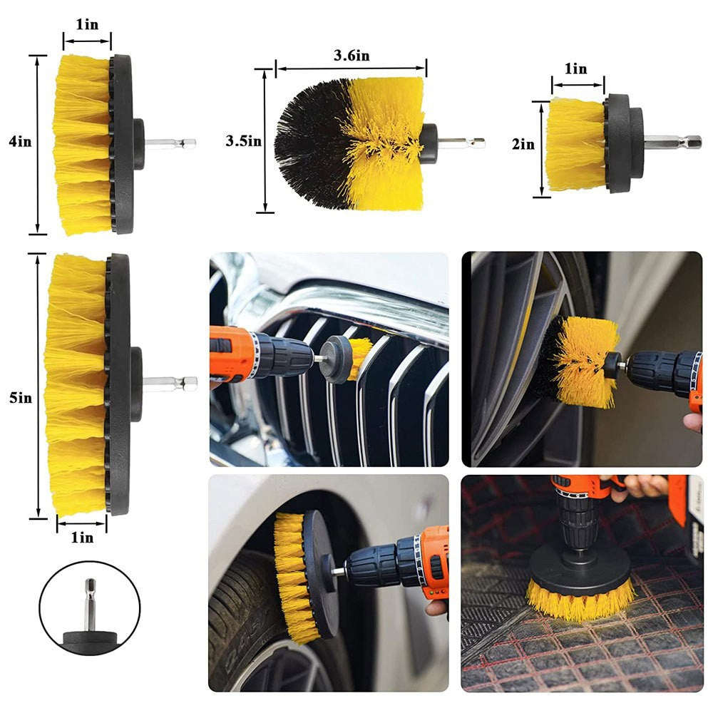 Car Cleaning Supplies - Complete Auto Detail Brush Set for Interior, Exterior, Wheels & Tires - Power Scrubber Drill Brush Kit Included