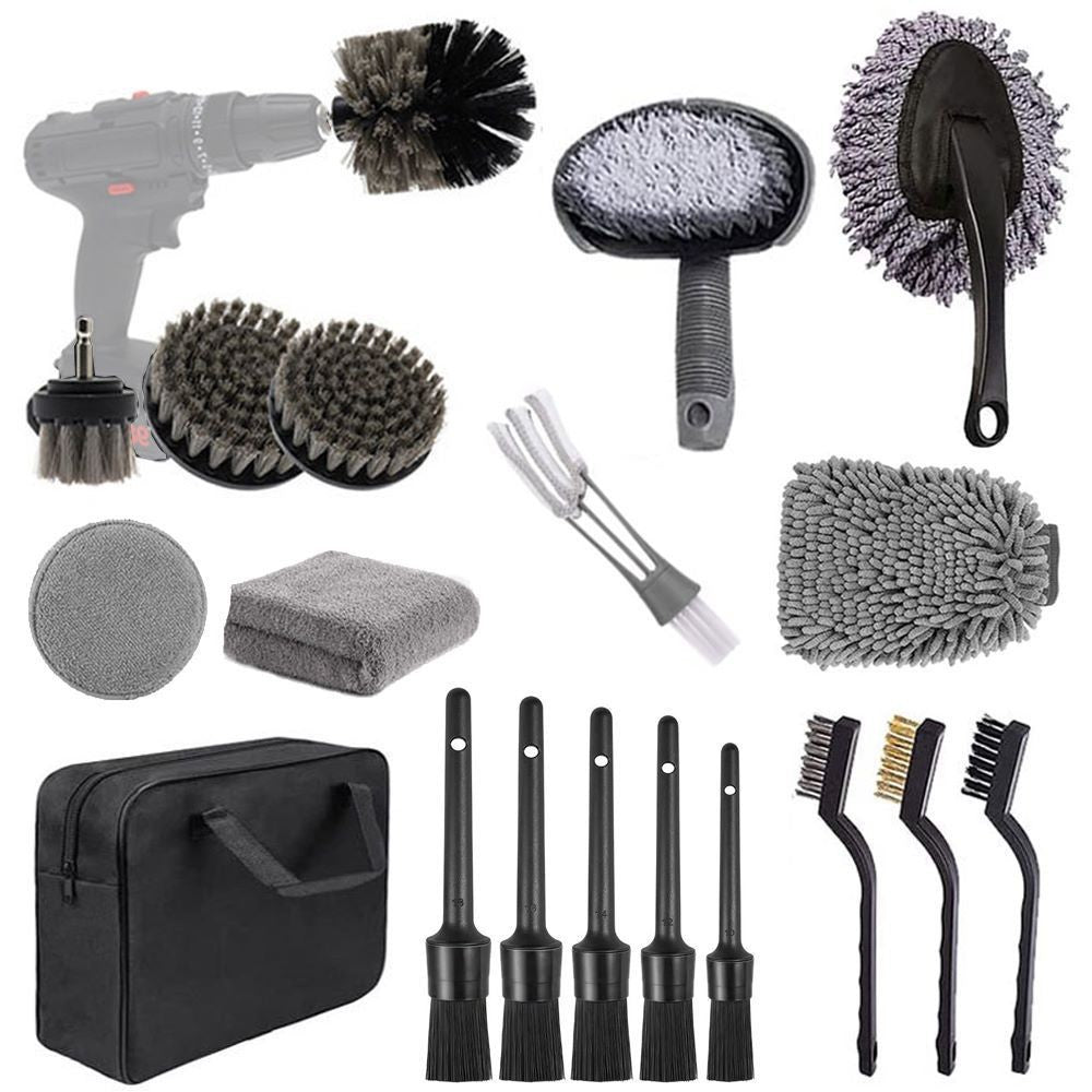 Drill not includedCar Cleaning Supplies - Complete Auto Detail Brush Set for Interior, Exterior, Wheels & Tires - Power Scrubber Drill Brush Kit Included