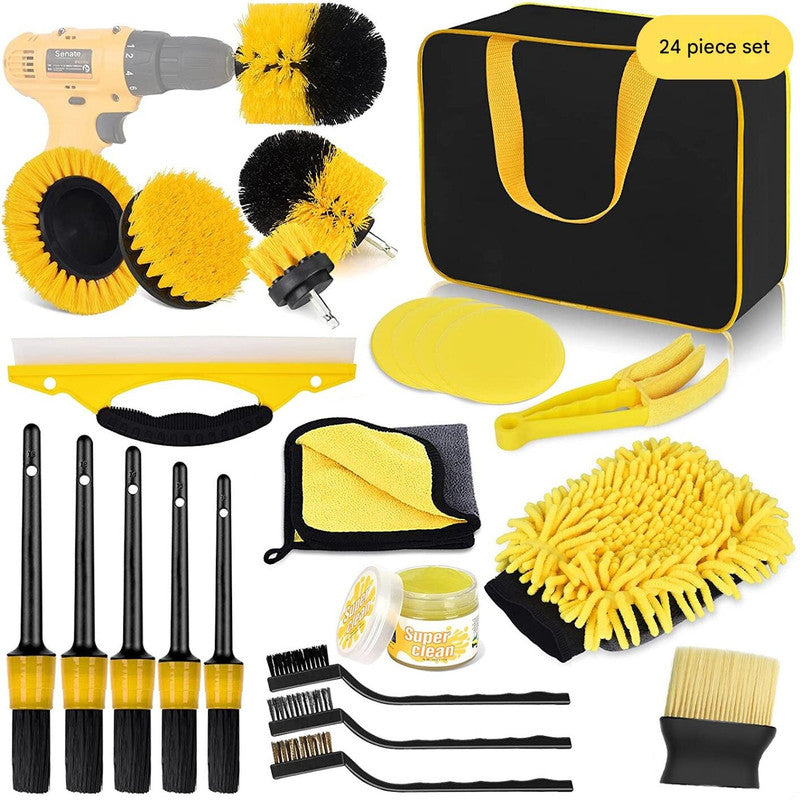 Drill not includedCar Cleaning Supplies - Complete Auto Detail Brush Set for Interior, Exterior, Wheels & Tires - Power Scrubber Drill Brush Kit Included