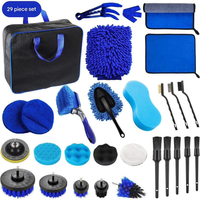 Style 1Car Cleaning Supplies - Complete Auto Detail Brush Set for Interior, Exterior, Wheels & Tires - Power Scrubber Drill Brush Kit Included