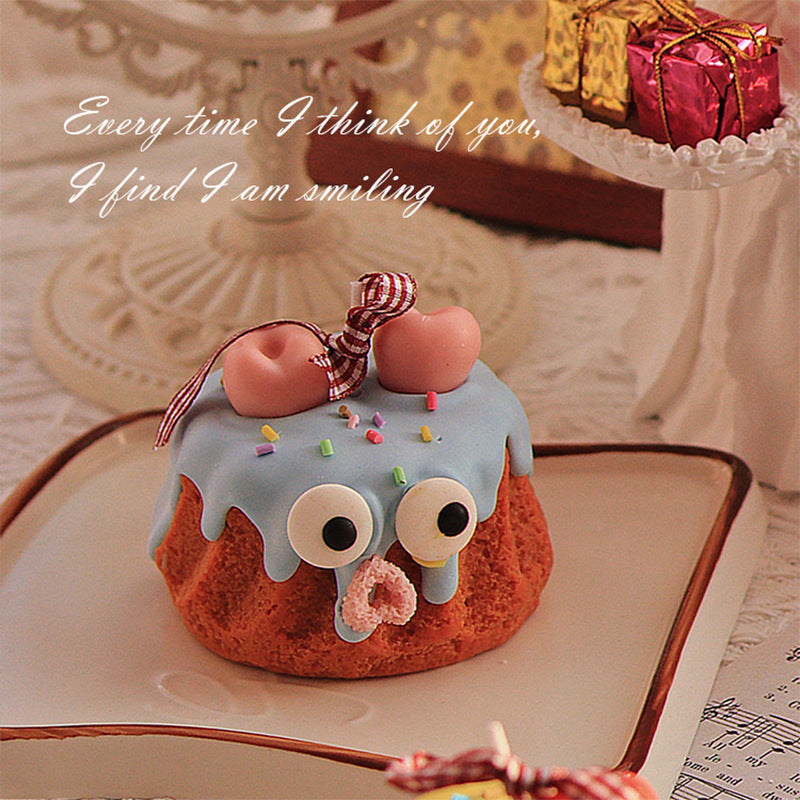 Blue Cake Candle - Cute Soy Wax Candle, Gift for Friends English Pear & Freesia