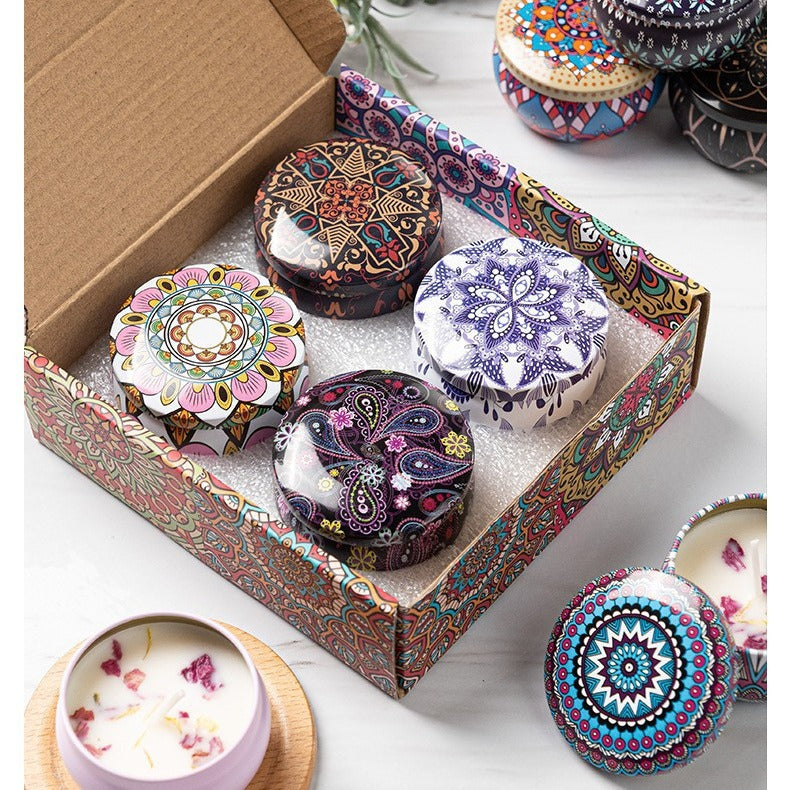 Small Scented Candle Set - 4 Soy Wax Candles, Travel Candle Set Jasmine