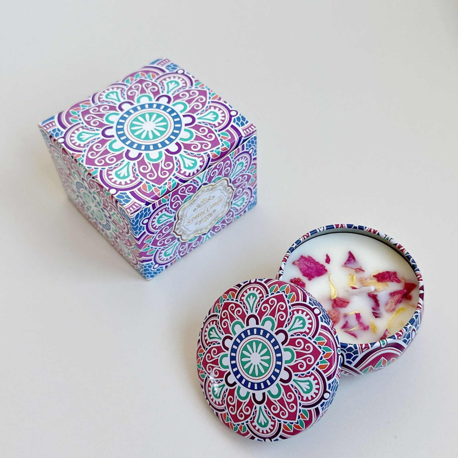 Small Scented Candle Set - 4 Soy Wax Candles, Travel Candle Set Cherry Honey