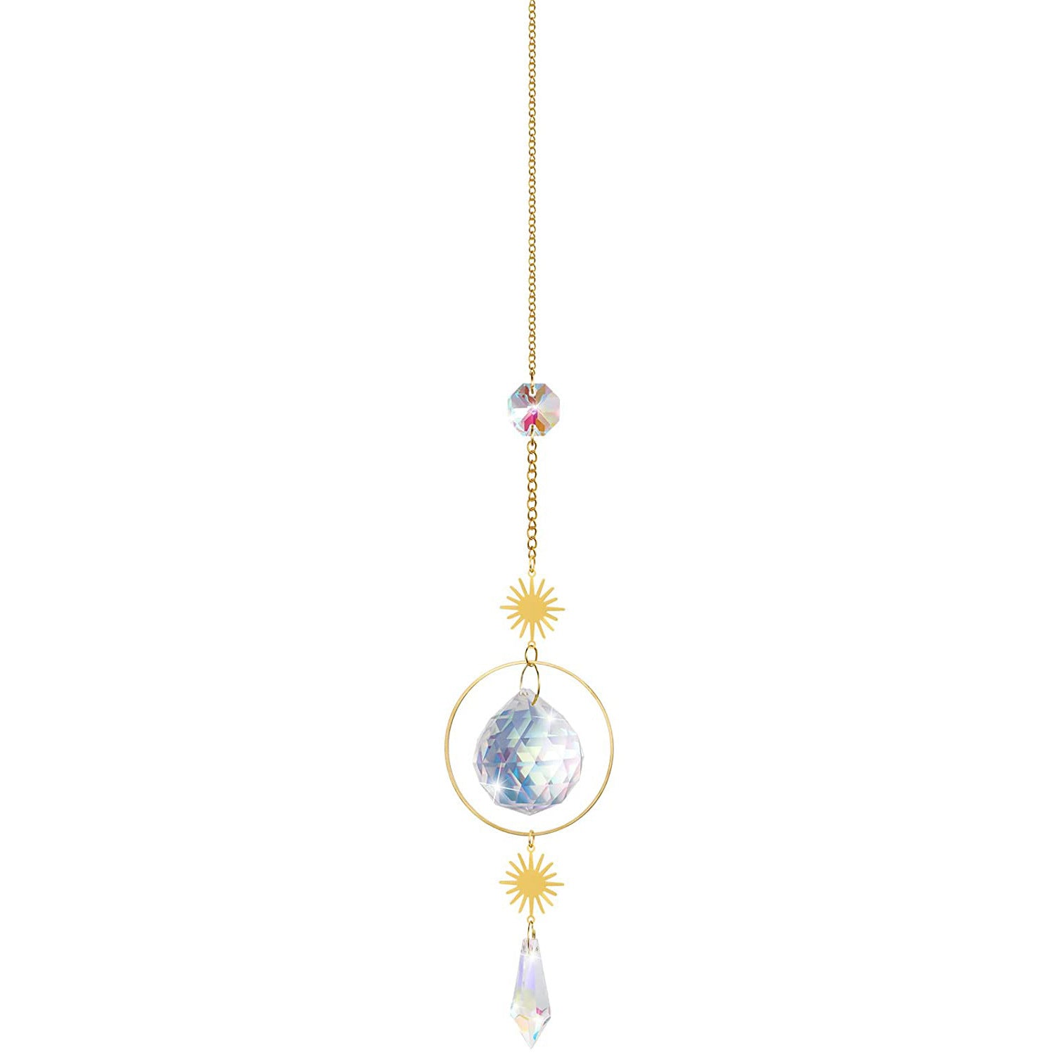 Style 1 4 pcs Crystal Wind Chimes-Sun Catcher Star Moon Dream Catcher for Window 30cm