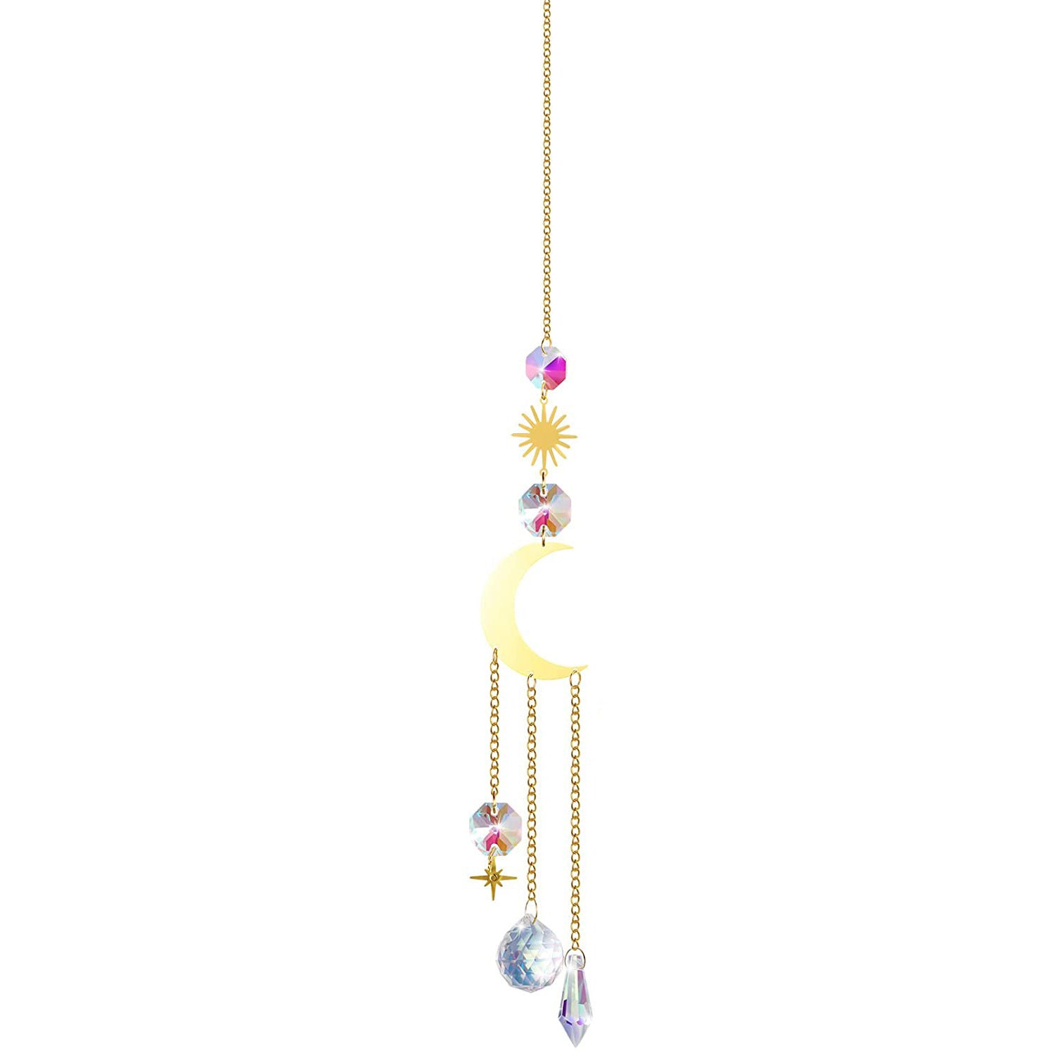 Style 4 4 pcs Crystal Wind Chimes-Sun Catcher Star Moon Dream Catcher for Window 32cm