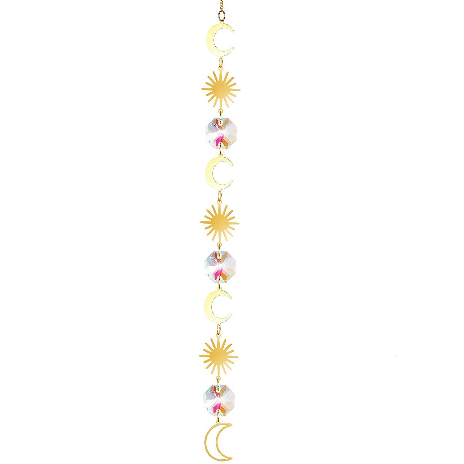 Style 6 4 pcs Crystal Wind Chimes-Sun Catcher Star Moon Dream Catcher for Window 34cm