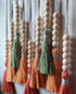 Colorful Tassel Wall Hanging-Wooden Beads Boho Tapestry Home Decor Daylily red
