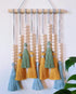 Colorful Tassel Wall Hanging-Wooden Beads Boho Tapestry Home Decor Light Blue