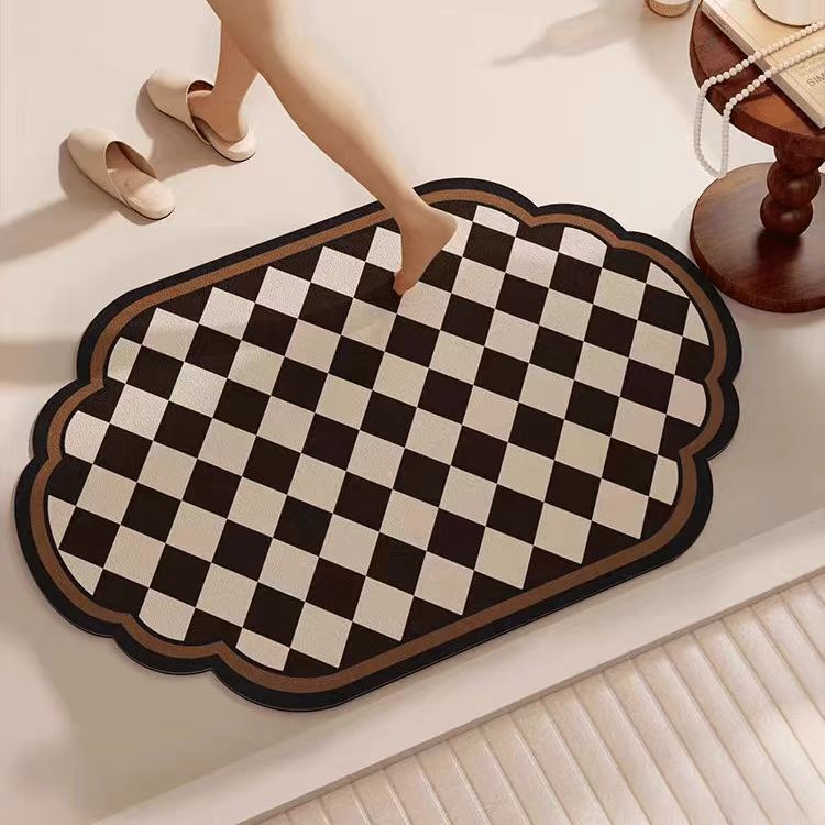 Lattice Diatomaceous Earth Bathroom Mat - Vintage Design, Fast-Dry Anti-Slip 40*60cm