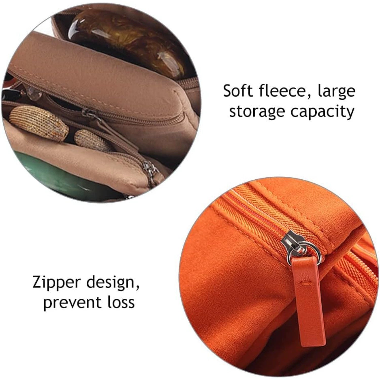 2 pcs Light Brown Travel Jewelry Storage Bag - Soft Faux Suede, Jade Bracelet Protector