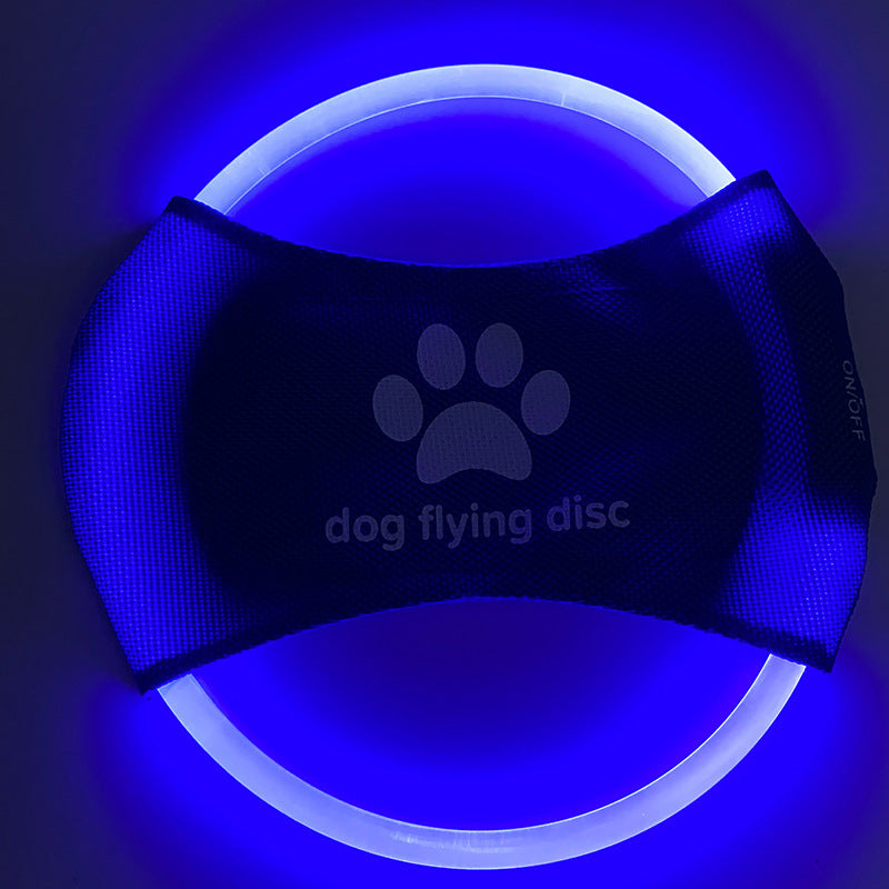 Blue LED Light Up Dog Frisbee - Rechargeable & Durable Pet Toy