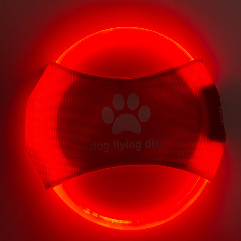 Red LED Light Up Dog Frisbee - Rechargeable & Durable Pet Toy