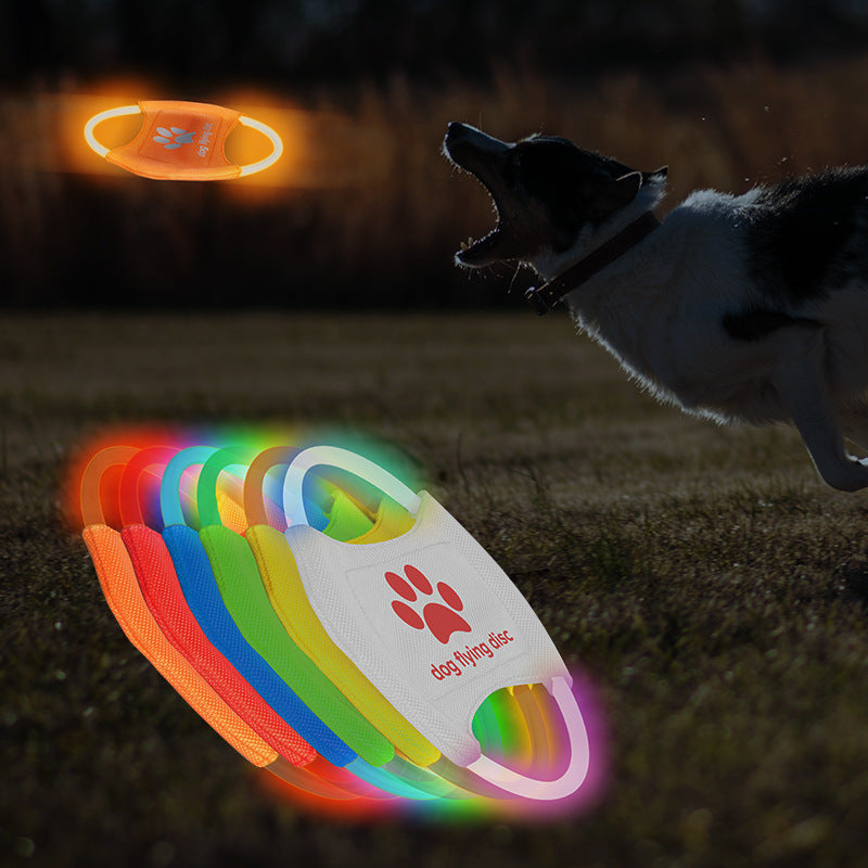 Red LED Light Up Dog Frisbee - Rechargeable & Durable Pet Toy