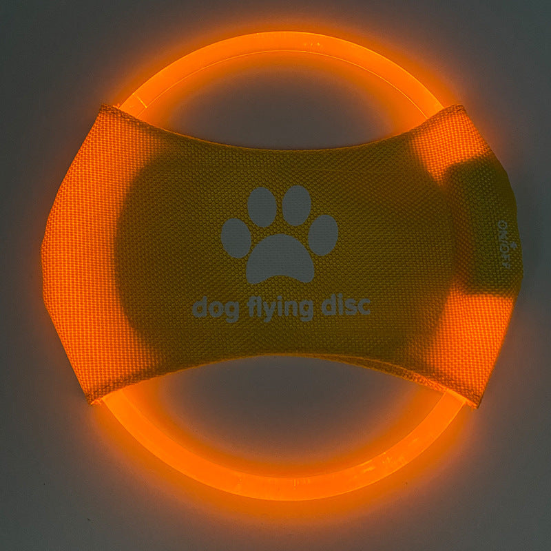 Yellow LED Light Up Dog Frisbee - Rechargeable & Durable Pet Toy