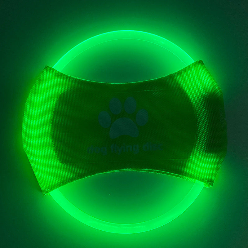 Green LED Light Up Dog Frisbee - Rechargeable & Durable Pet Toy