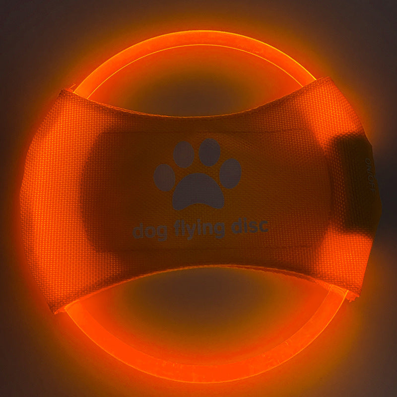 Orange LED Light Up Dog Frisbee - Rechargeable & Durable Pet Toy