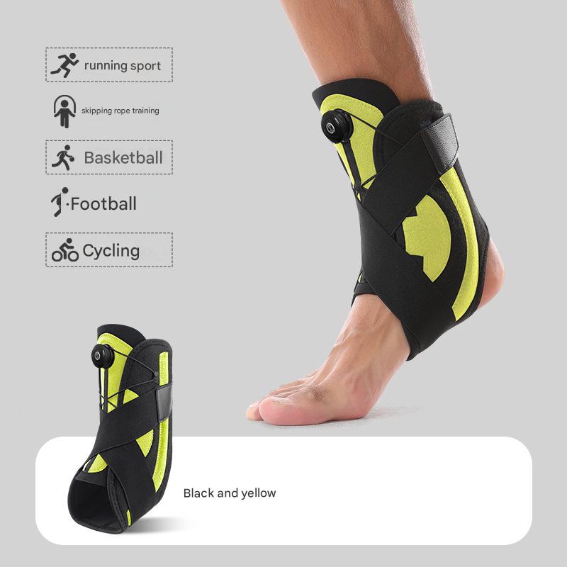 1 Pair Black And Yellow Adjustable Ankle Brace - Compression Support for Running, Sports, and Ankle Recovery