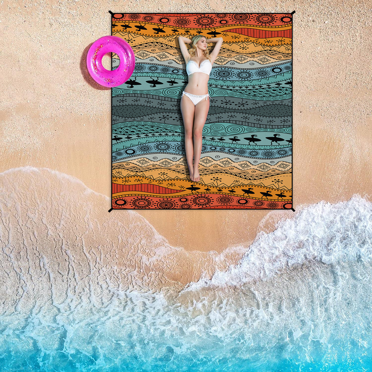 Style STD-001-28 Pink Quick Dry Beach Mat Sand Proof Waterproof Outdoor Picnic Blanket - Compact & Lightweight