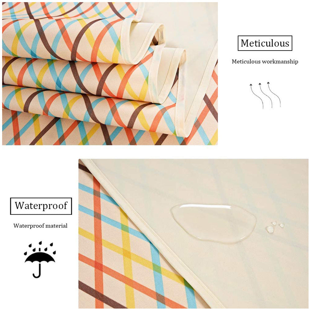 Red Stripes Stitching Premium Picnic Mat - Extra Thick & Waterproof Oxford Cloth Camping Blanket - 145x200cm