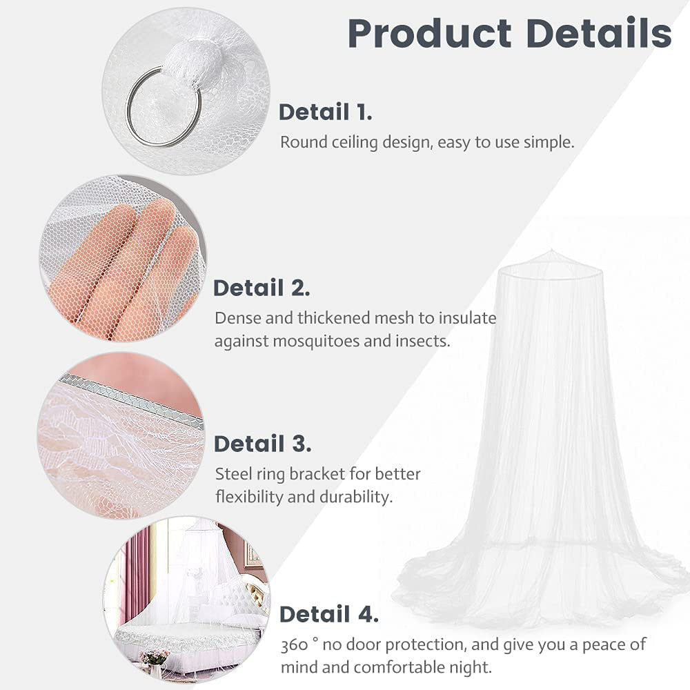 Pink Hanging Princess Bed Canopy Mosquito Net - Dome Bedding for Dorm Rooms & Bedrooms Fits ≤1.5m Beds