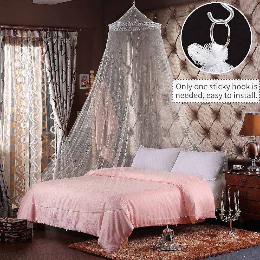 Pink Hanging Princess Bed Canopy Mosquito Net - Dome Bedding for Dorm Rooms & Bedrooms Fits ≤1.5m Beds