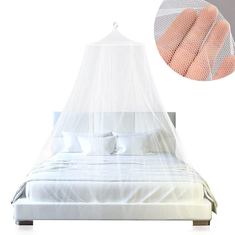 White Hanging Princess Bed Canopy Mosquito Net - Dome Bedding for Dorm Rooms & Bedrooms (Fits 1.5m-1.8m Beds)