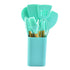 Light Green 12-Piece Silicone Kitchen Utensil Set with Beechwood Handles & Holder