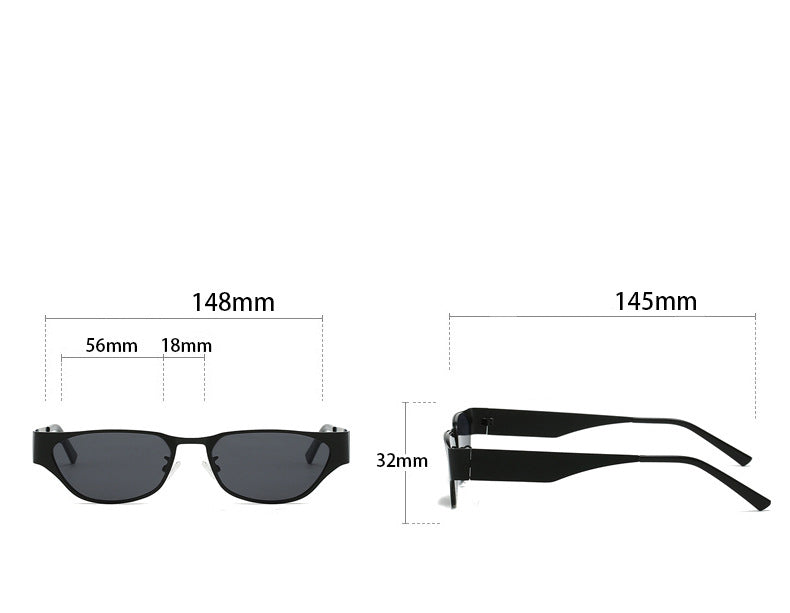 Black Retro Cat Eye Sunglasses - Metal Frame, UV400 Protection