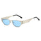 Silver Frame Blue Film Retro Cat Eye Sunglasses - Metal Frame, UV400 Protection