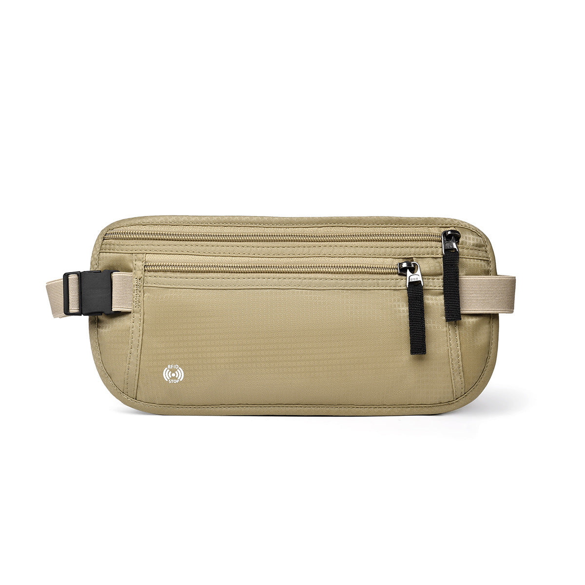 Khaki Nylon Travel Waist Pack - Waterproof, RFID Blocking, Lightweight