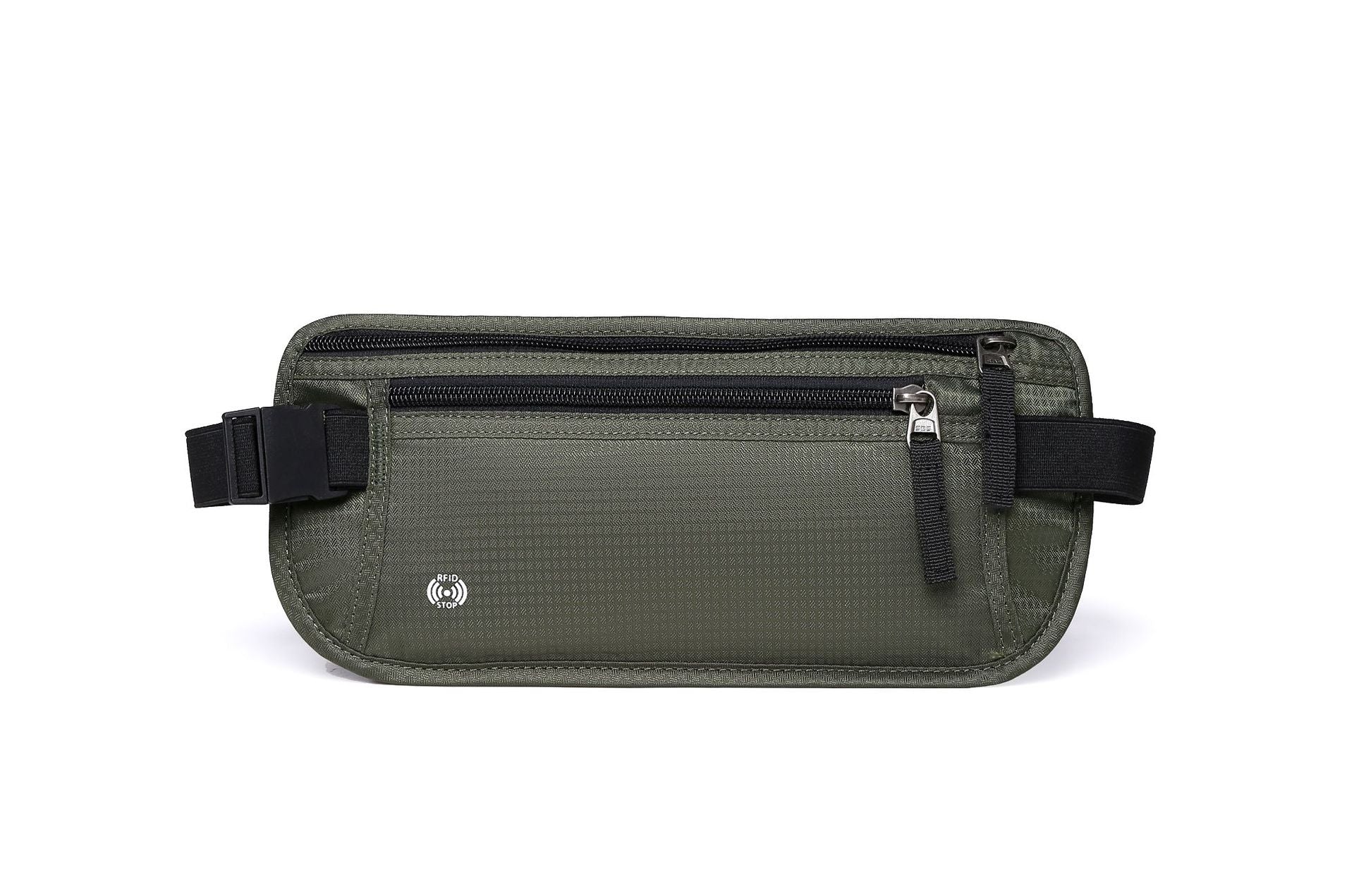 Dark Green Nylon Travel Waist Pack - Waterproof, RFID Blocking, Lightweight