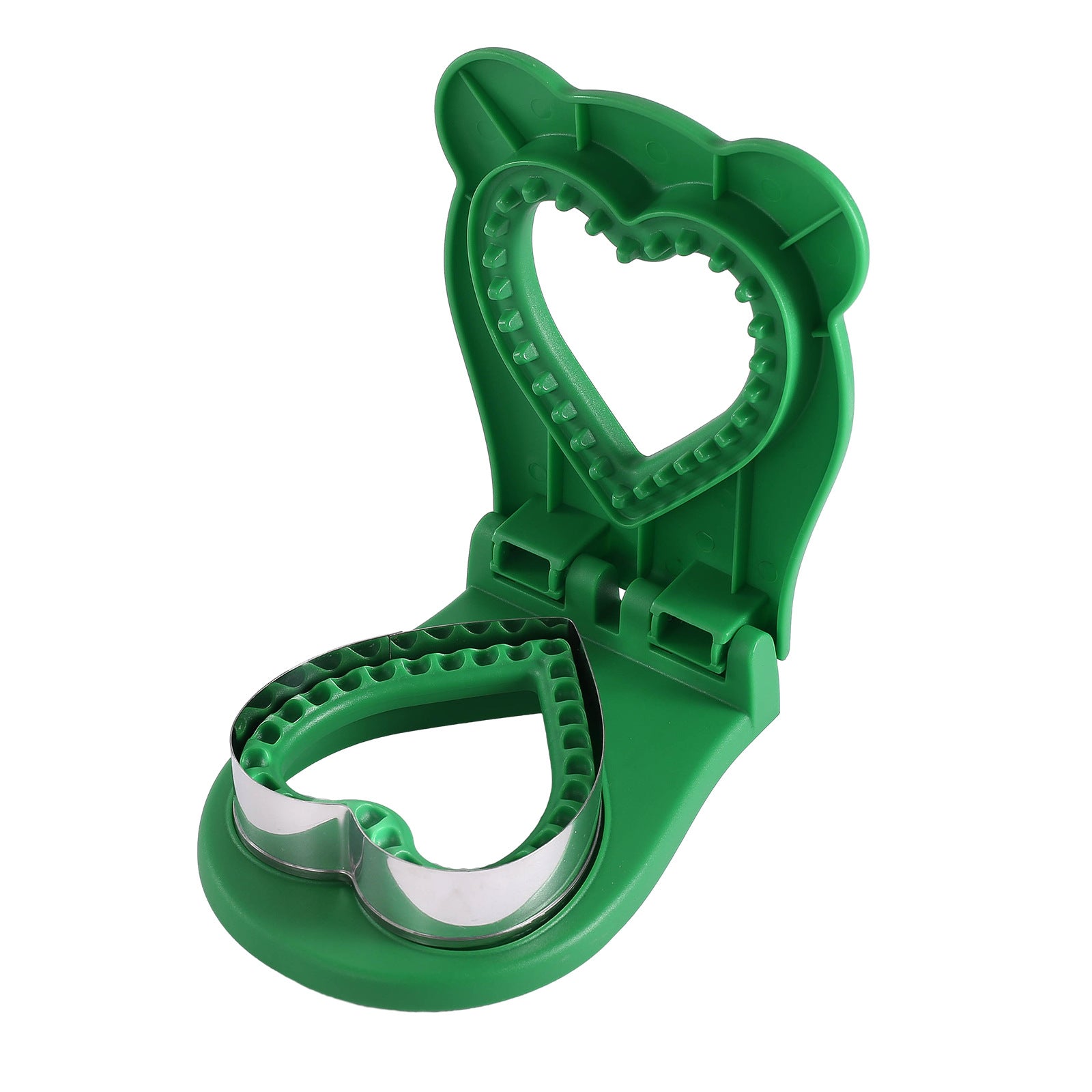 3 Pcs Green Heart Sandwich Maker Sealer - DIY Toast Pocket Bread Cutter & Sealer Mold PP + 304 Stainless Steel