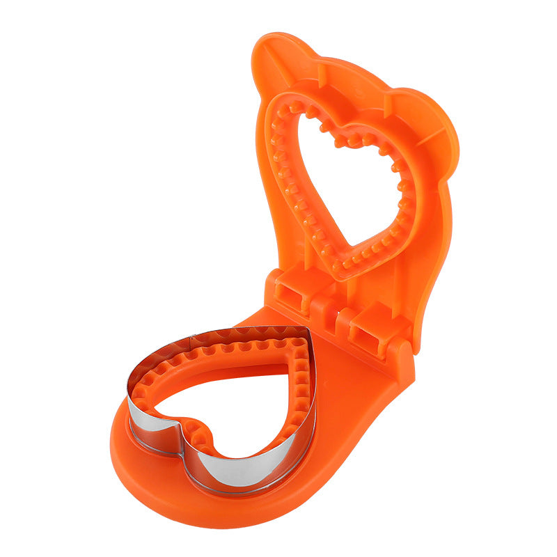 3 Pcs Orange Heart Sandwich Maker Sealer - DIY Toast Pocket Bread Cutter & Sealer Mold PP + 304 Stainless Steel
