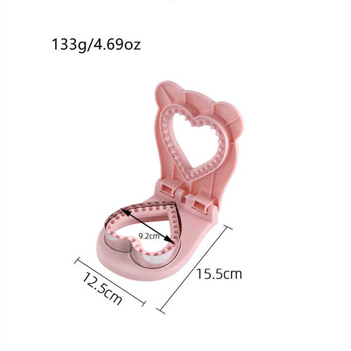3 Pcs Rose Red Heart Sandwich Maker Sealer - DIY Toast Pocket Bread Cutter & Sealer Mold PP + 304 Stainless Steel