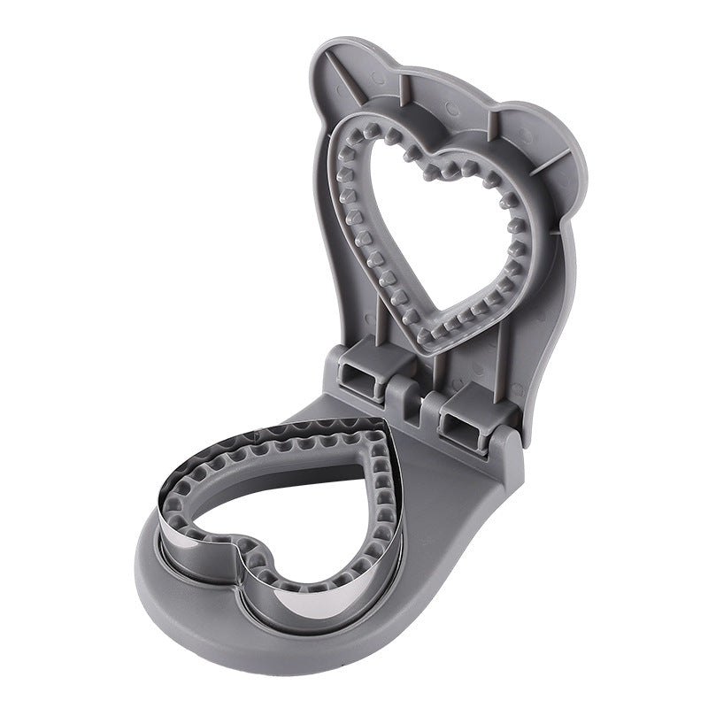 3 Pcs Grey Heart Sandwich Maker Sealer - DIY Toast Pocket Bread Cutter & Sealer Mold PP + 304 Stainless Steel