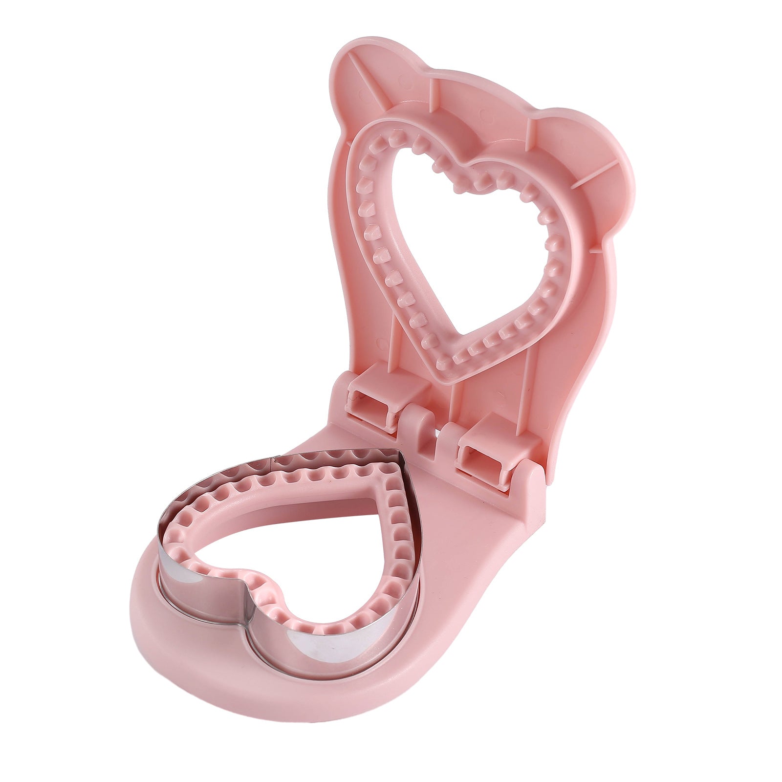 3 Pcs Pink Heart Sandwich Maker Sealer - DIY Toast Pocket Bread Cutter & Sealer Mold PP + 304 Stainless Steel