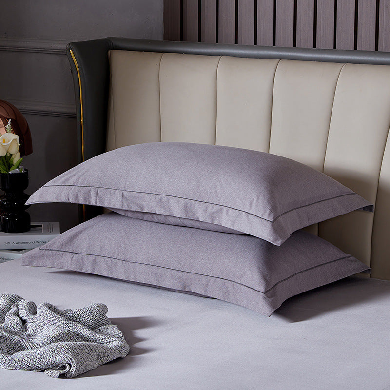 Grey Pure Cotton Flannel Pillowcase Set - Soft, Thickened, Solid Color Pair, 48x74cm