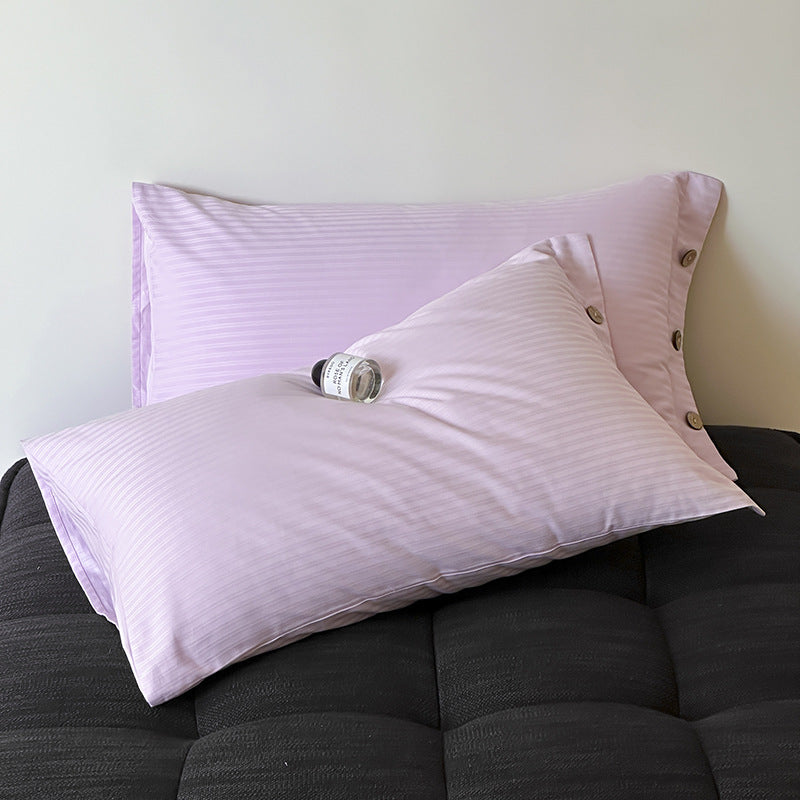 Purple Pinstripe Long Staple Cotton Sateen Pillowcase Set - Jacquard Striped, Pure Cotton, 48x74cm Pair
