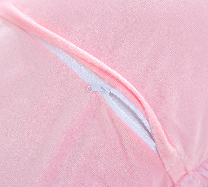 Pink Faux Fur Pillowcase Set - Crystal Velvet Plush Throw Pillow Covers, Bedding Accent 50x70cm, Pair