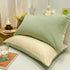 Green And Yellow Washed Cotton Pillowcase Set - Solid Color, Simple Two-Tone Design, 48x74cm Pair