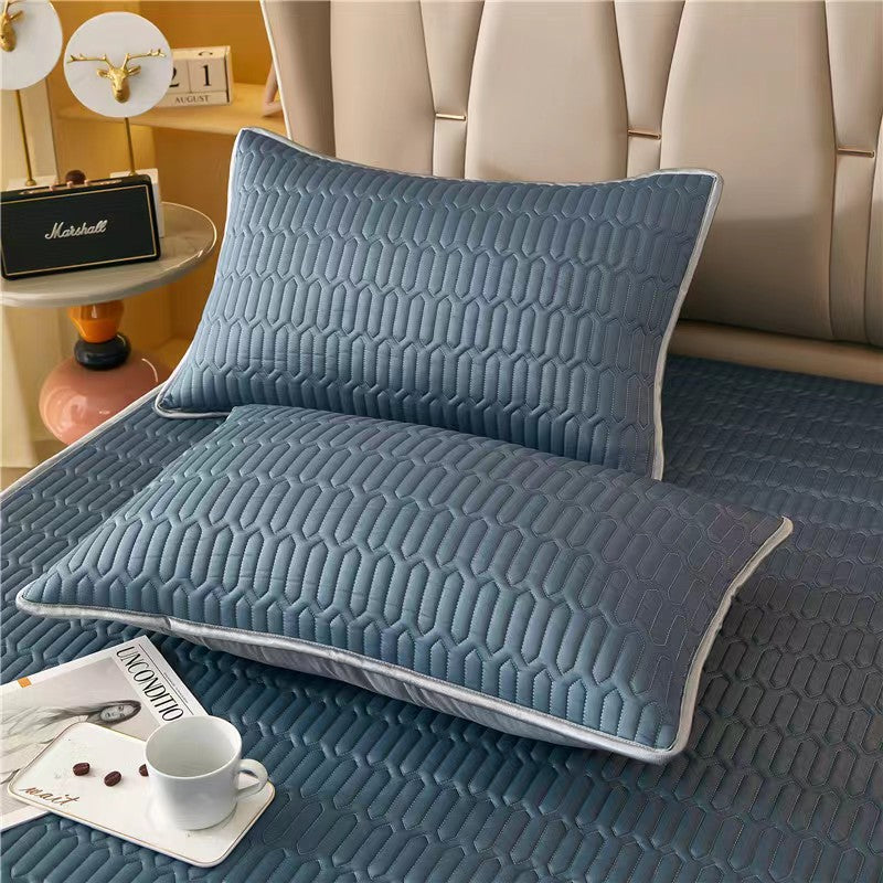 Dark Blue Cooling latex texture Pillowcase Set - Latex Feeling, Solid Color, 48x74cm Pair