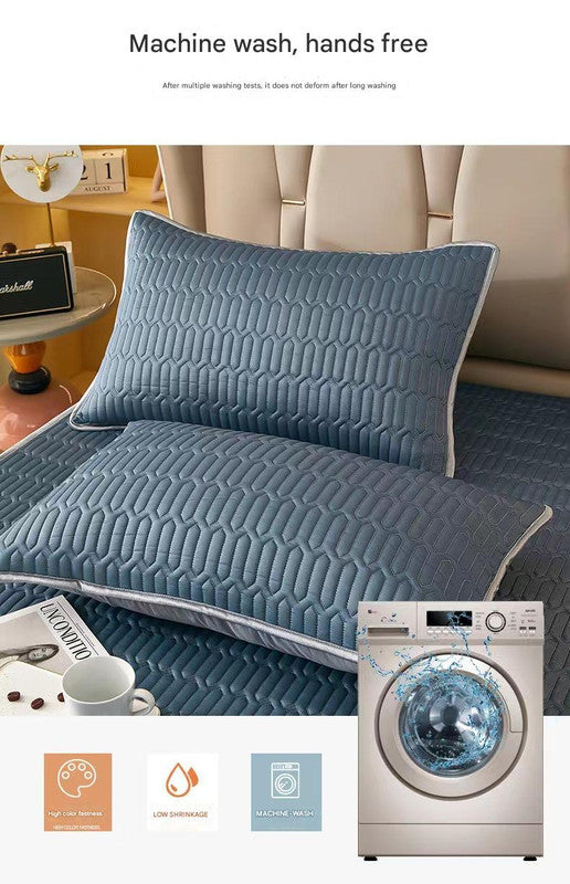 Dark Blue Cooling latex texture Pillowcase Set - Latex Feeling, Solid Color, 48x74cm Pair