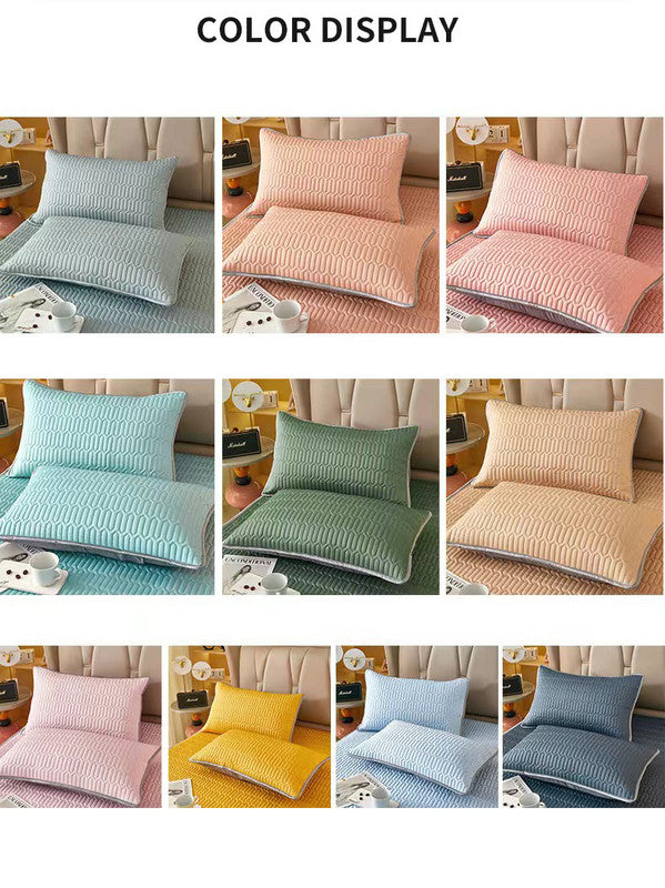 Dark Green Cooling latex texture Pillowcase Set - Latex Feeling, Solid Color, 48x74cm Pair