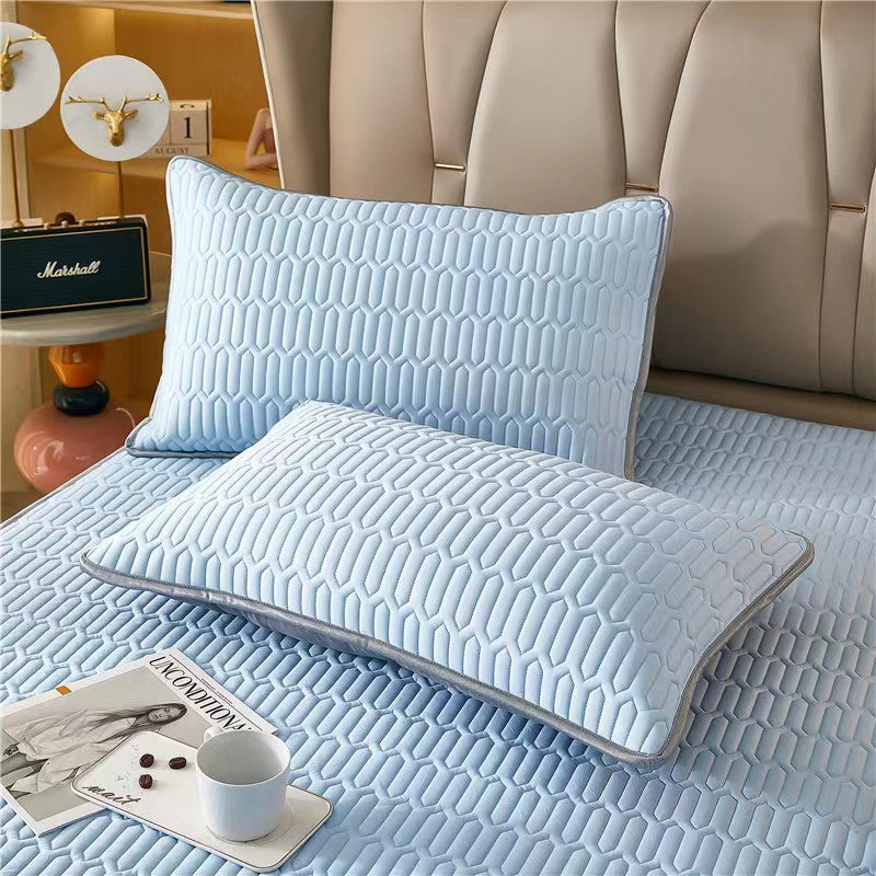 Light Blue Cooling latex texture Pillowcase Set - Latex Feeling, Solid Color, 48x74cm Pair